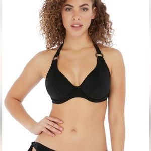 Freya Coco Wave Underwire Plunge Bikini Swim Top in Black NWT Size 30DD